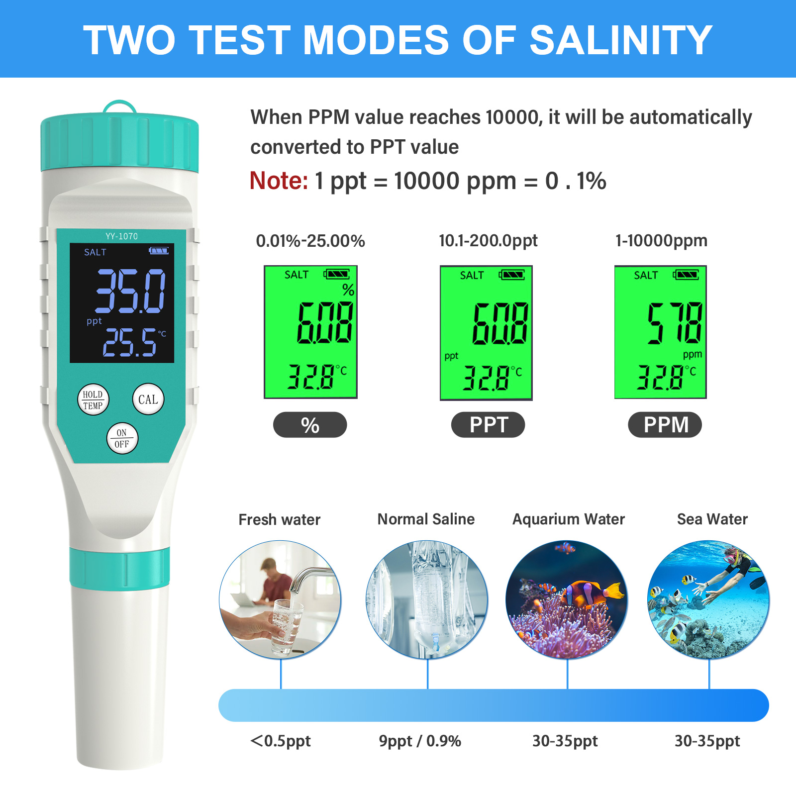 디지털 PH/염소/ORP/EC/TDS/염분/온도/FAC - Marine Aquarium Water Testing 리뷰 및 가격